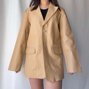 Vintage Dona Michi Tan Blazer 100% Leather Jacket